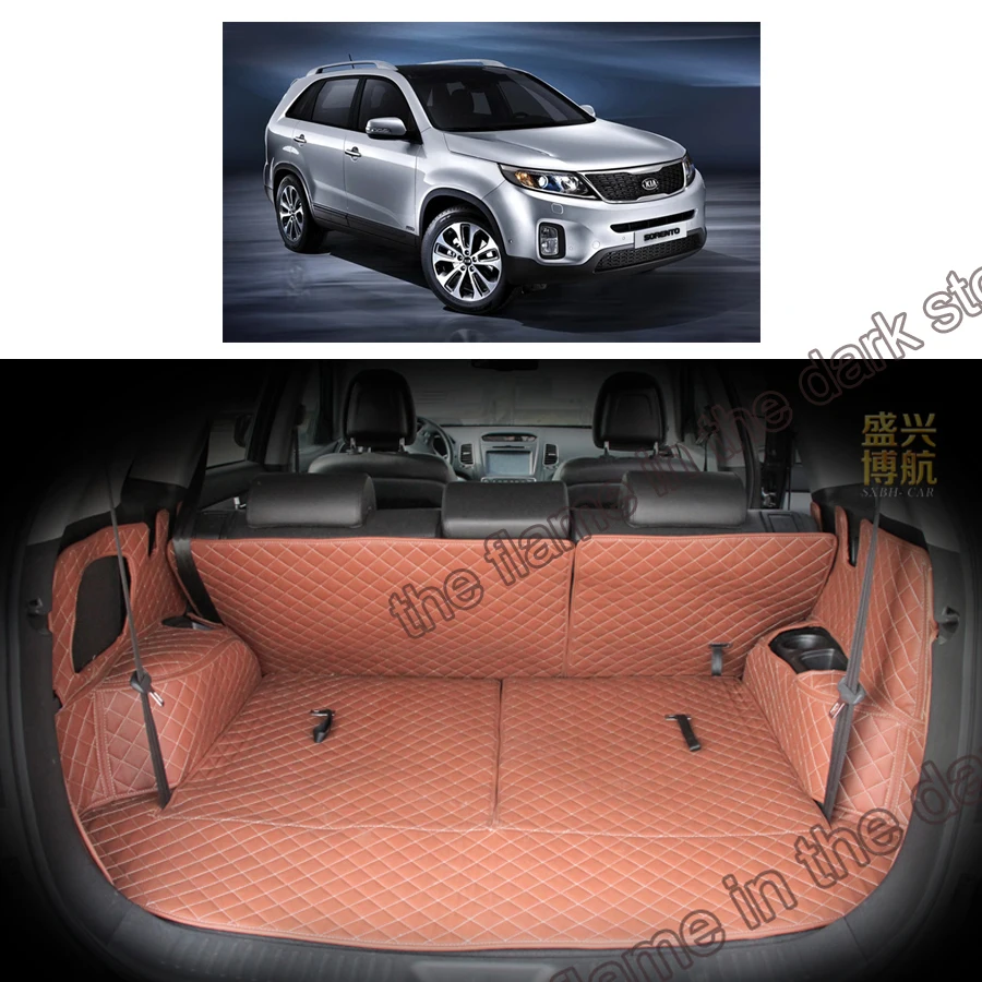 Lsrtw2017 для kia sorento роскошный кожаный коврик багажника автомобиля груза 2009 2010 2011 2012