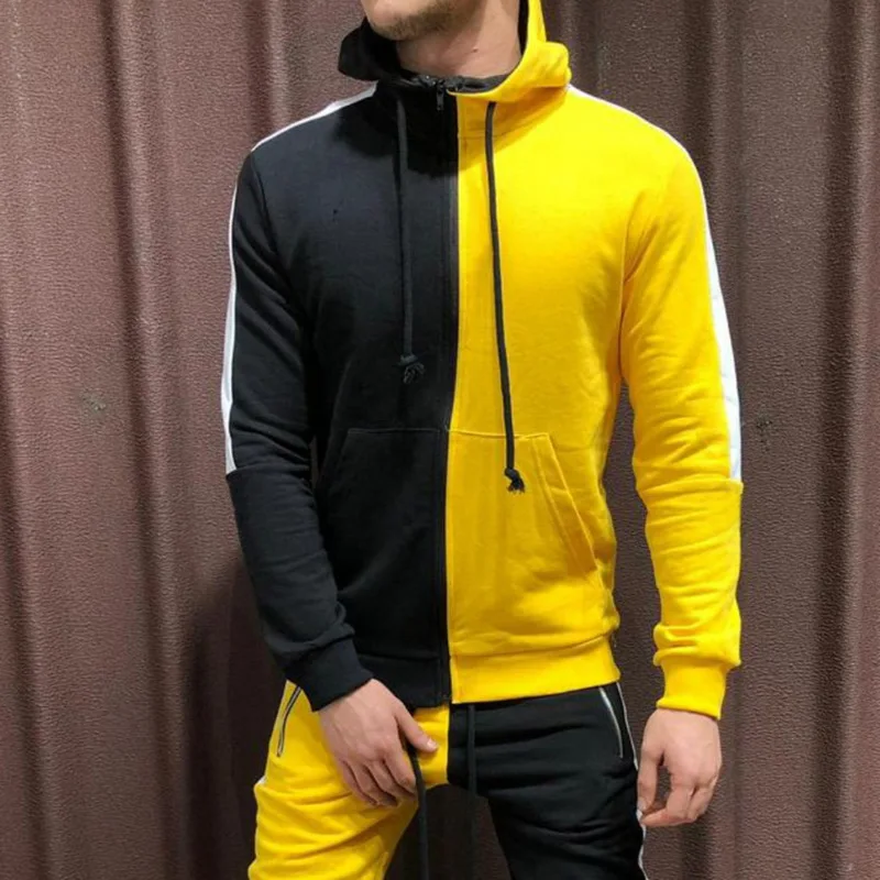 Хип-хоп цветной контрастный пуловер мужской спортивный костюм толстовки Мужская Уличная одежда длиной до бедер одноцветная Мужская Лоскутная Толстовка с капюшоном