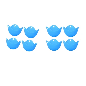 

8Pieces Silicone Egg Poacher Safe Egg Maker For Microwave Stovetop Blue