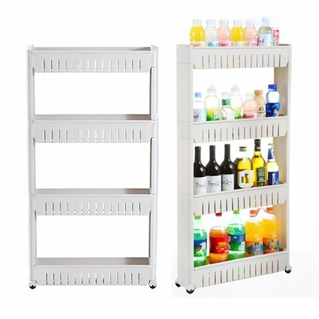 

3-Tier Slim Storage Cart Kitchen Trolley Rack Holder Shelf Mobile Organizer Slide Out Rolling Utility Cart for Kitchen Bathroom