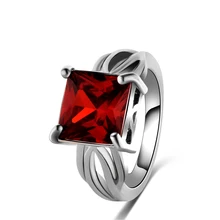 Vrouwen Ring Vierkante Diamanten Sieraden Gouden Ring Ingelegd Zirkoon Fashion Charm Multicolor Sieraden Fashion Lady Sieraden Gift(China)