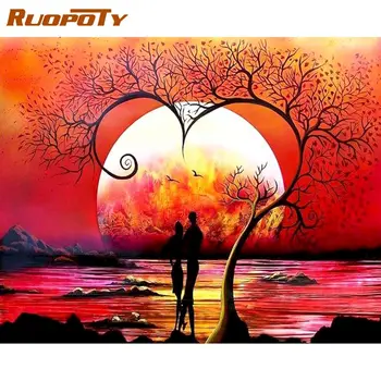 

RUOPOTY Lover Under Tree Figure Painting By Numbers Kits For Adults Unique Gift Paints By Number Acrylic Pigment Canvas Wall Art