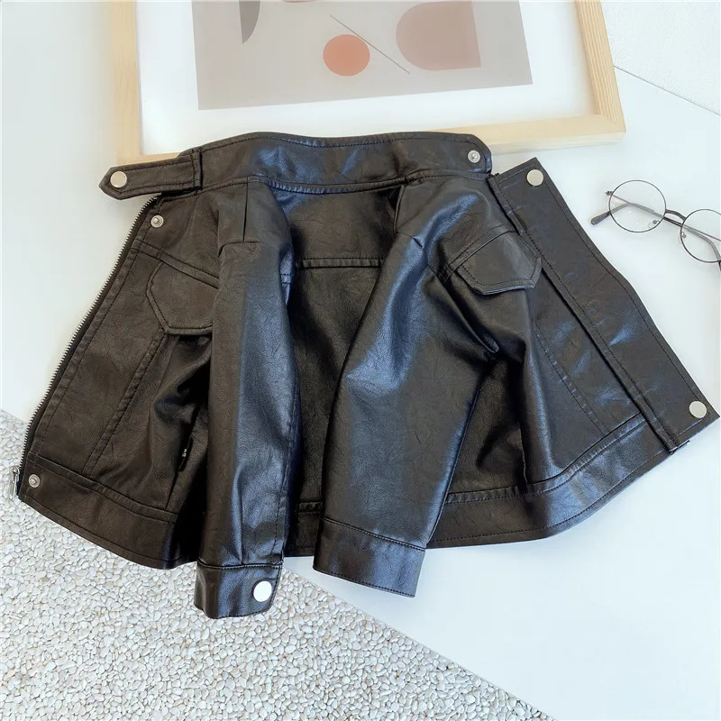 Fashion Boy Outerwear New Spring Autumn Winter Boy PU Jacket Children Warm Velvet Lining Coat For Coat