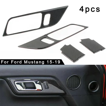 

Sticker Door Handle Frame Trim Car Parts For Ford Mustang 15-19 4pcs Carbon Fiber Interior