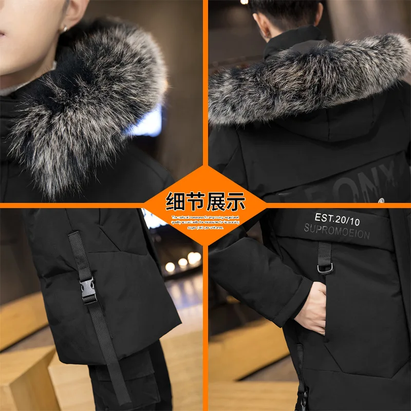 2022 New Men's Down Jacket Winter Male Jacket High Quality Long Thick Warm Coat Fashion Trends Fur Hooded Parkas Men's Coat 3XL
