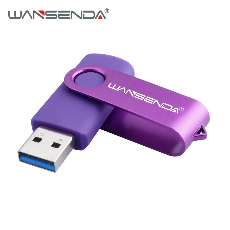 WANSENDA вращающийся флеш-накопитель USB 3,0 128 ГБ высокоскоростной флеш-накопитель 16 ГБ 32 ГБ 64 ГБ 256 ГБ флеш-накопитель USB карта памяти флэш-диск - Цвет: Фиолетовый