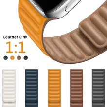 Aliexpress - Leather Link strap For Apple watch band 44mm 42mm 40mm 38mm watchabnd Magnetic Loop bracelet correa iWatch seires 5 4 6 SE