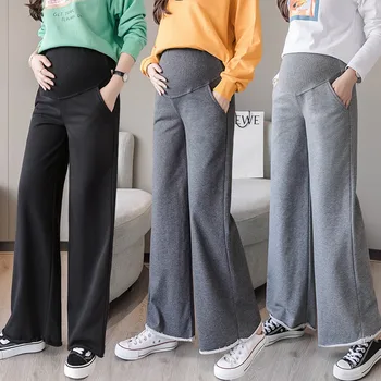 2022 maternity pants spring and autumn wear loose wide leg pants cotton leggings trousers nine points