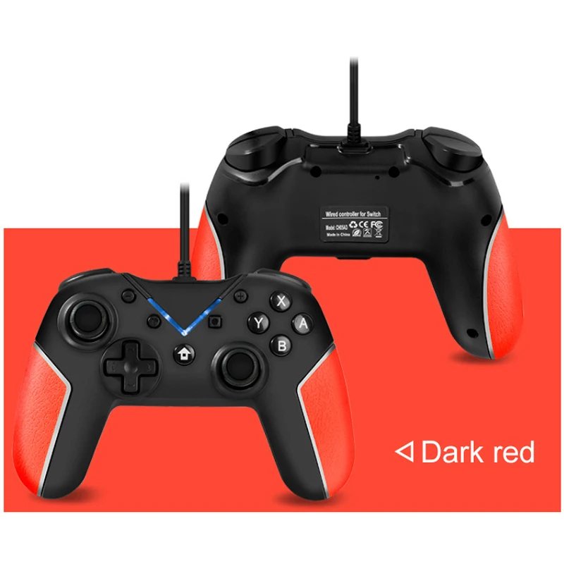 Геймпад для контроллера Switch Pro игровая консоль Nintendo PC пара с 3,5 выходом для наушников Поддержка голосового проводной джойстик - Цвет: Красный