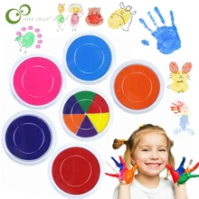 Almohadilla de tinta de 6 colores para niños, dibujo Montessori, DIY, pintura de dedos, manualidades, tarjetas, juguetes para bebés de 0-12 meses