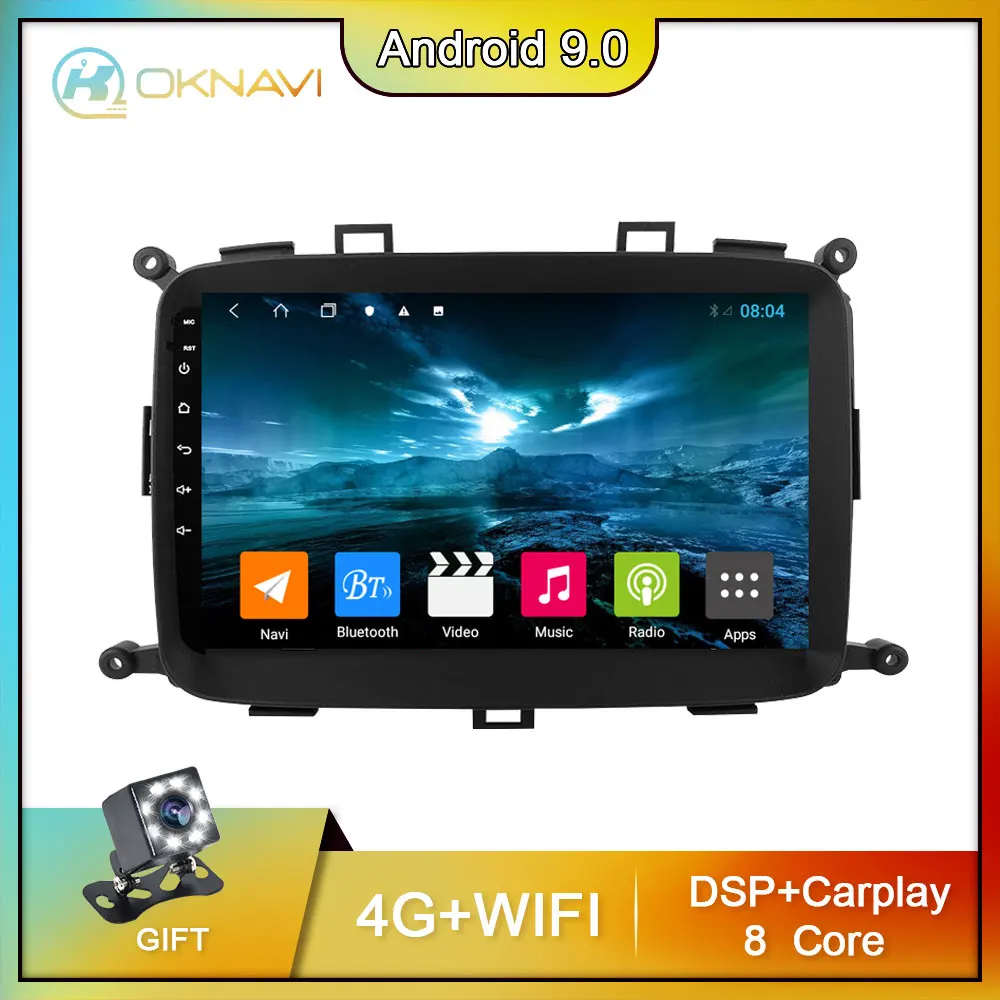 

OKNAVI 4G+64G Android 9.0 Car Multimedia Video Player For KIA Carens 2013-2018 Navi GPS Carplay Stereo DSP WIFI 2 din 9" Radio