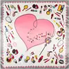 New arrival 90*90cm Luxury Brand Women Silk Scarves Heart and Lipstick Design Square Scarves Spring Summer Shawls For Ladies 4