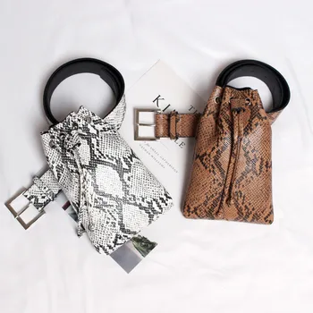 

Women luxurious waist bag Casual Female Creative bum bag artificial leather Zipper Print Snake pattern waist bag fanny pack New