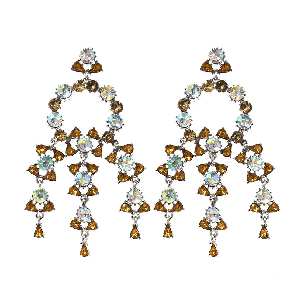 Vodeshanliwen ZA New Crystal Tassel Earrings For Women Fashion Imitation pearl Statement Big Earrings New Accessories - Окраска металла: 3