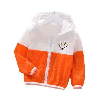 

Children's Sunscreen Jacket Thin Breathable light Sun Protective Outdoor Coat Hooded Anti-UV Summer Beach Clothes