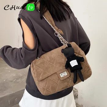 

PU Leather Chain Shoulder Bags Lady Simple Large L Square Bag Women's Designer Handbag 2020 High-quality