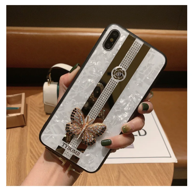 Роскошный зеркальный чехол для телефона с бабочкой для iPhone 11 Pro Max X XR XS 7 8 6 Plus