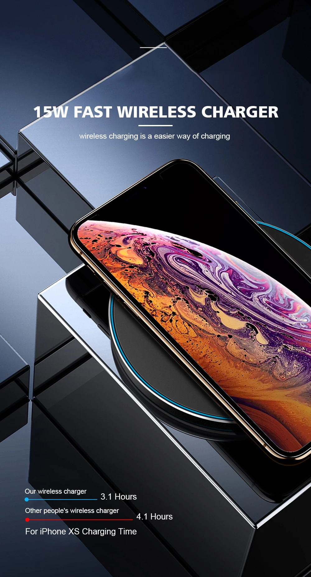 15W Qi Wireless Charger Pad For Iphone 11 Pro Max XR XS MAX Samsung S10 S9 Note 10 Huawei P30 Pro Fast Wireless Charging Station (2)