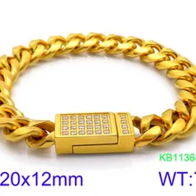 Нержавеющая сталь Золото/Серебро звено цепи браслеты мужские ювелирные изделия 22 см кубический циркон кубинская цепочка нарукавник Heren