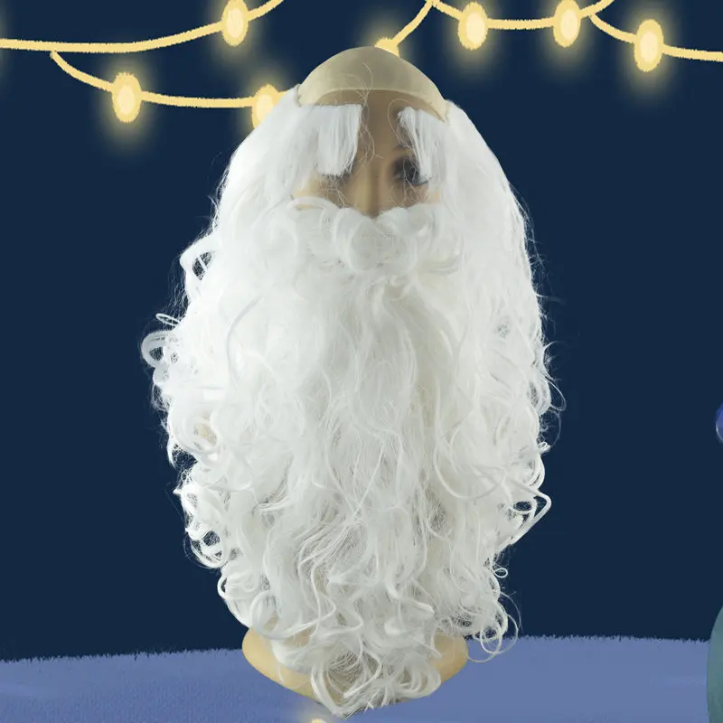 Рождественский подарок парик Санта Клауса и бороды синтетические волосы короткие косплей парики для мужчин белые волосы аксессуары Санта борода