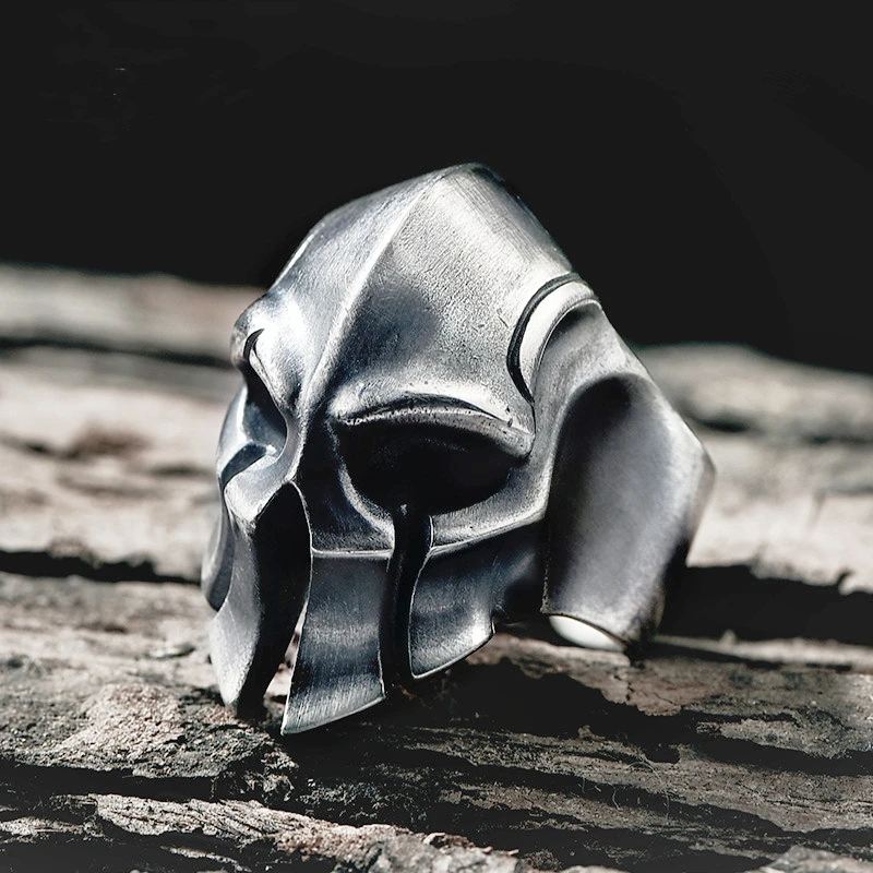 Fashion Trend Classic Retro Simple Spartan Warrior Mask Ring Skull Opening Regalo Di Dimensioni Regolabili Per Uomini E Donne
