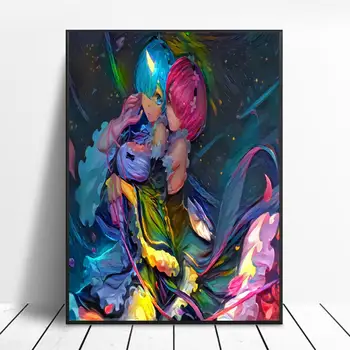 

Watercolor Rem and Ram Art Canvas Poster Home Decor Painting No Frame