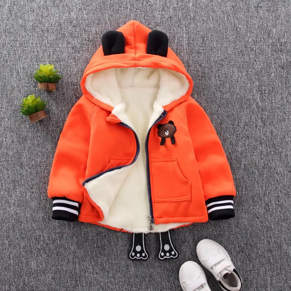 orange 100cm 1-4 года старая зимняя утепленная куртка для малышей для на молнии с рисунком из мультфильма стеганая куртка пальто-кардиган с капюшоном; свитер для маленьких мальчиков и девочек, зимнее пальто - Цвет: orange 100cm