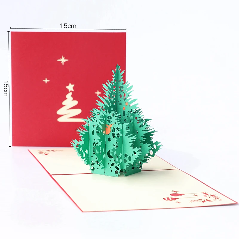 3D выскакивающие рождественские открытки лазерная резка открытки подарки вечерние открытки ручной работы дерево настраиваемые открытки - Цвет: 9014