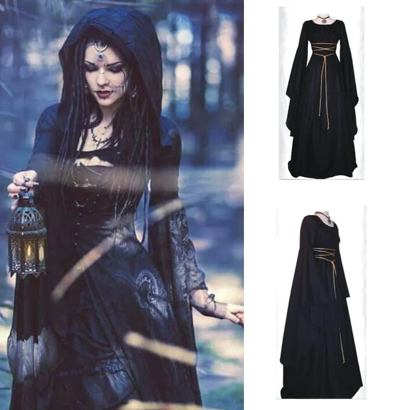 BacklakeGirls винтажное платье с длинными рукавами и круглым вырезом, атласное черное вечернее платье, однотонные Вечерние платья на Хэллоуин Vestidis De Fiesta Largos