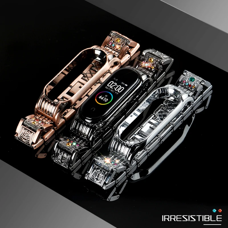 Skup Metalowa bransoletka dla mi band 3 4 NFC pasek zamienny ze stali nierdzewnej dla xiaomi mi Band 3 pasek mi band 4 akcesoria