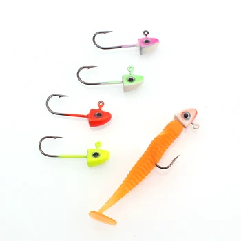 

50pcs/box Lead Head Jig Fishing Hook Big Eye 1.6g Four Colors Lead Jig head Hooks for Fishing Jigging Bait