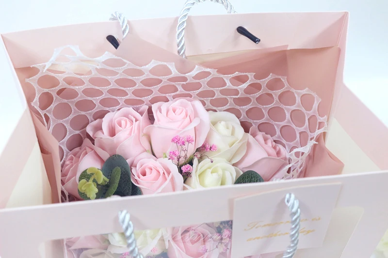 JAROWN Soap Flower Rose Artificial Flower Bouquet Pink Rose Fake Flower Wedding Decoration Valentines Day Birthday Gift Flower Home Decor (18)