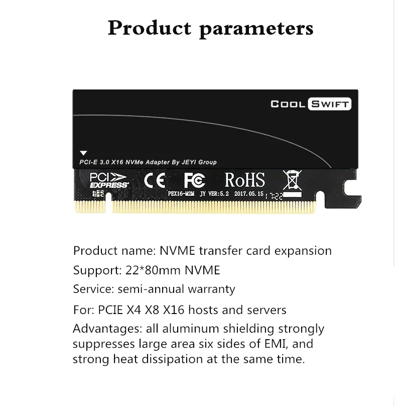 NVME адаптер карты MKEY алюминиевый привод M.2 к PCIE3.0 полная скорость X16 карты расширения 1шт