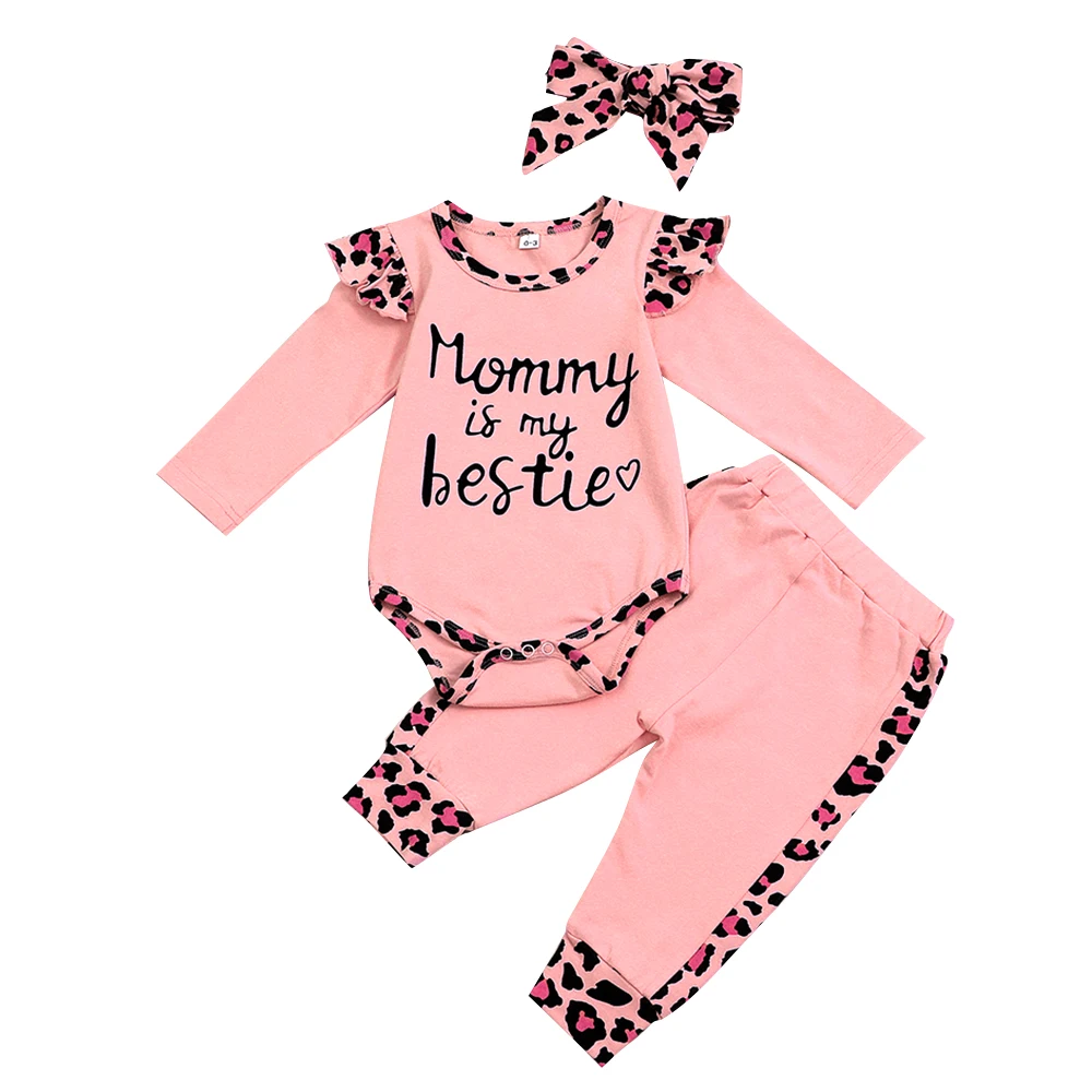 Baby Clothing Newborn Girs Playsuit Infant Bodysuit Top Pants Headband 3Pcs Sets Bebi Outfits Romper Spring/Autumn Se 0-18M |