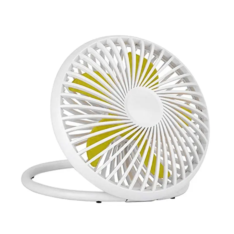 White Настольный мини-вентилятор с питанием от USB, 2 скорости, низкий уровень шума, вращающийся на 180 градусов, милый, домашний, офисный, настольный декор, портативный, хит, летний источник питания - Цвет: White