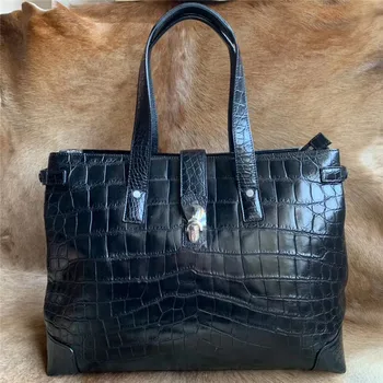

Authentic Crocodile Belly Skin Businessmen Travel Duffle Large Shoulder Bag Genuine Alligator Leather Male Top-handle Handbag