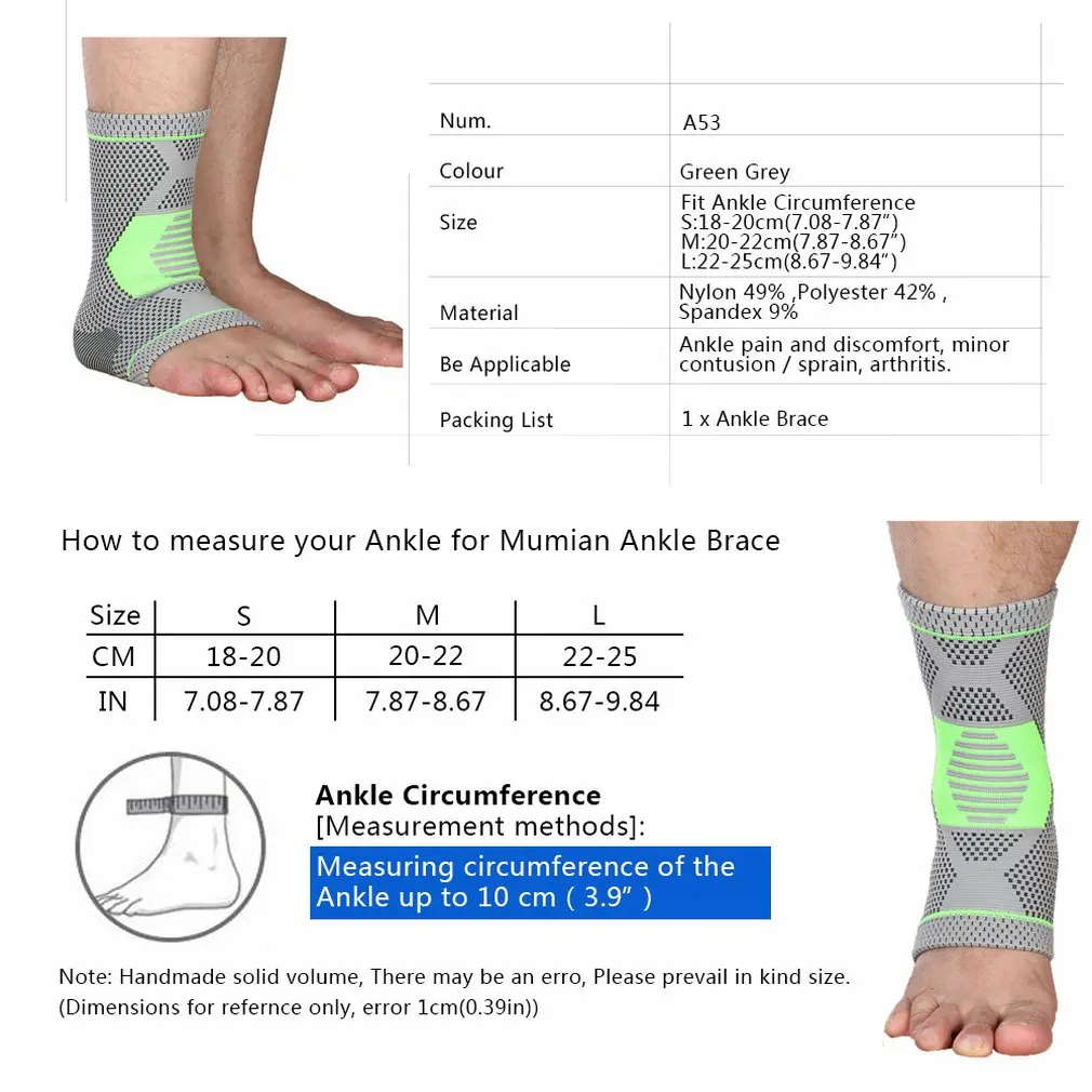 A53 Ankle Support Brace Warm 1 Pcs Sport Outdoor Bicycle Gym Anti Sprained Ankles Protect Nursing Care