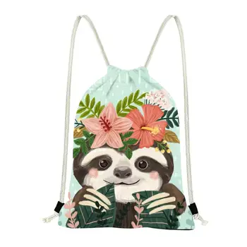 

HaoYun Cute Drawstring Bags Small Teen Girls School Backpack 3D Cartoon Animal Sloth Printed Drawstring Backpack Bolsa Feminina