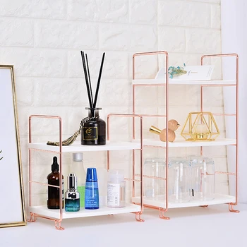 

Nordic Desktop Iron Art Organizer Storage Rack Multi-function Kitchen Bathroom Organizer Stand Decoration Rose Gold / Silver