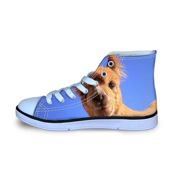 

3D Cool Alpaca Print Children's Canvas Sneakers High Top Teenager Boys Girl Kids Autumn Light Soft Vulcanized Flats Board Shoes