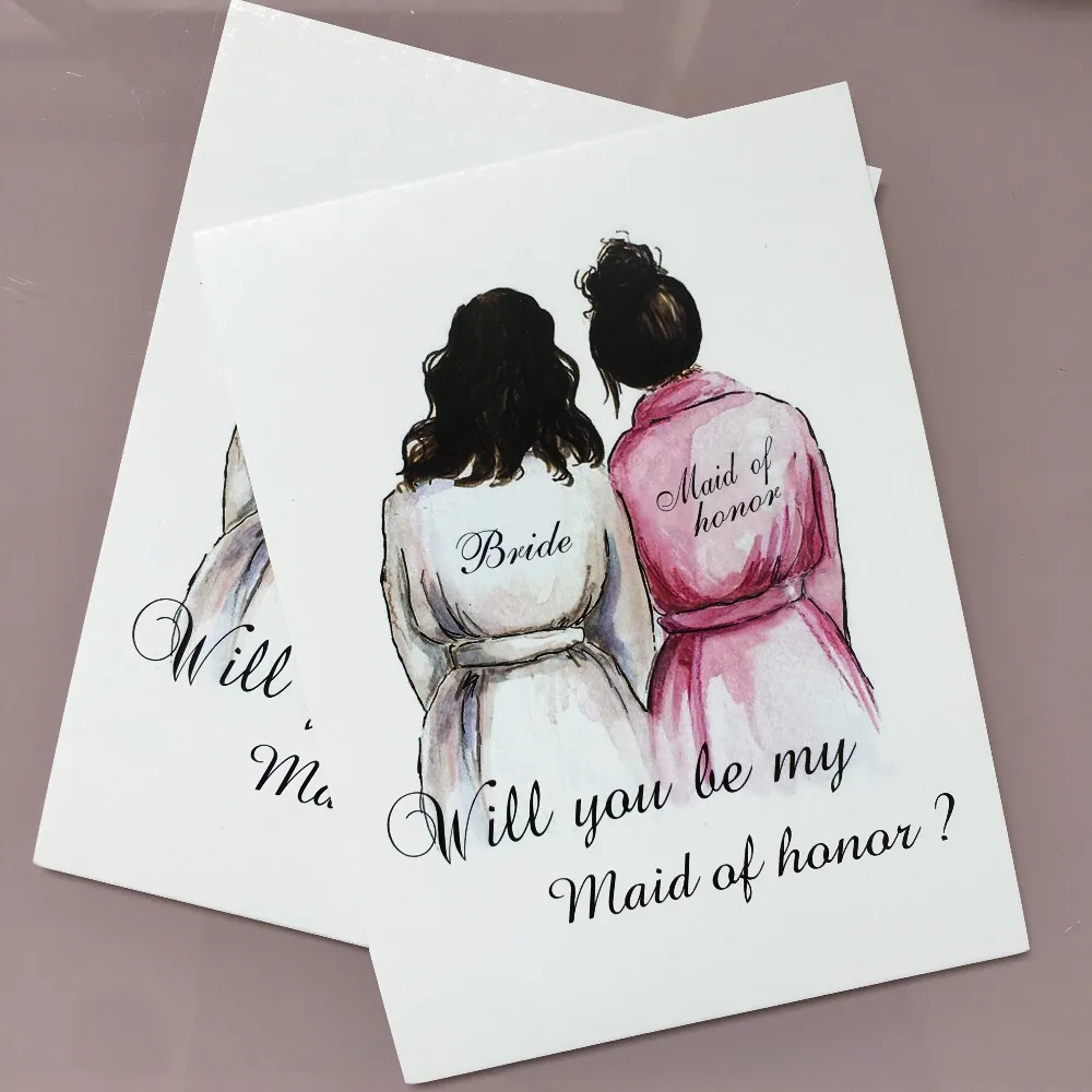  free shipping 5pcs lot custom any text language wedding party invitations Maid of honor bridesmaid  - 4000058729404