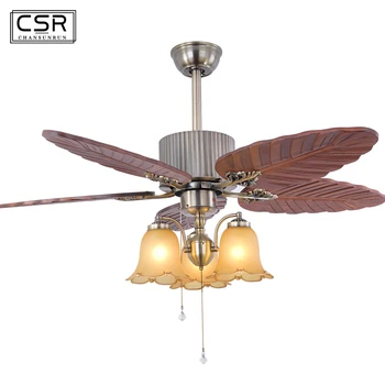 

Wood Carving Leaf Retro Ceiling Fan Living Room Bedroom Decorative Ceiling Fan Light Remote Control LED Lamp Reverse Fans Lamp