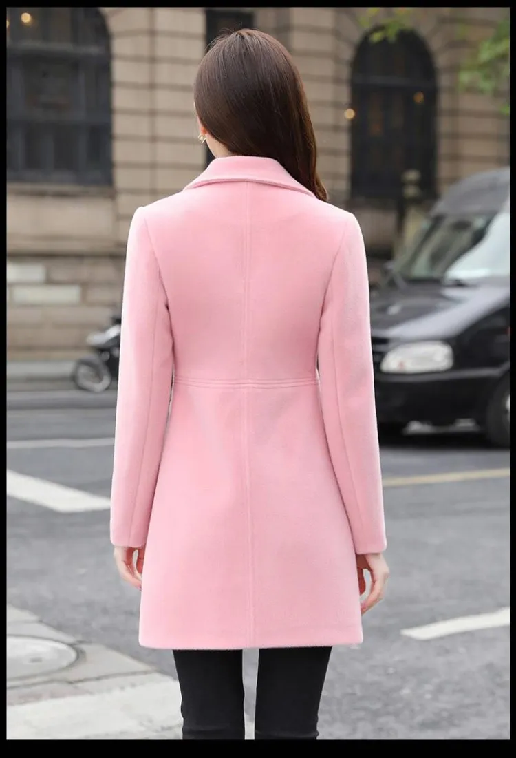 Зимнее шерстяное пальто женское пальто корейское осенне-зимнее шерстяное пальто Модная двубортная куртка элегантное пальто для девочек