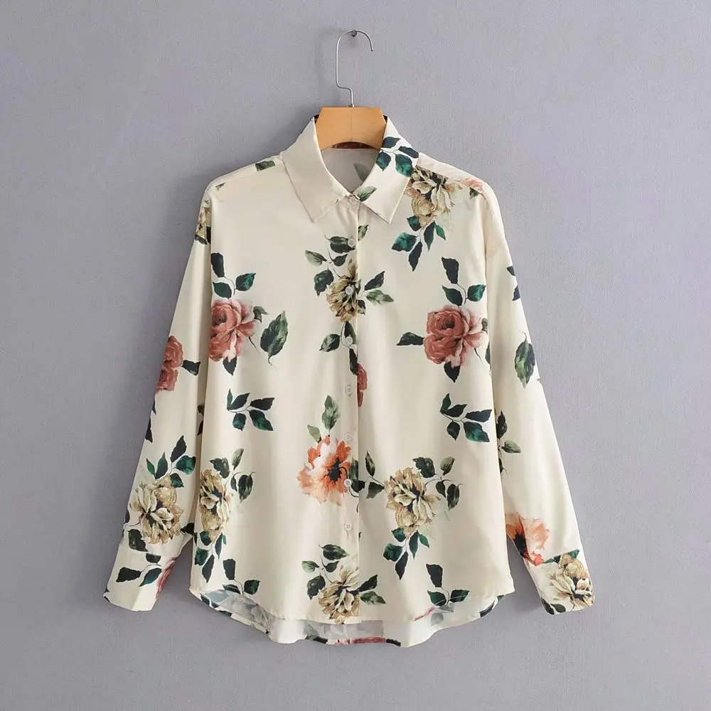 

2019 women vintage fashion flower print casual blouse shirts women long sleeve elegant blusas feminina business chic tops LS4084