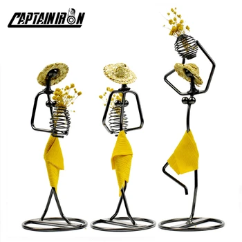 

CAPTAINIRON Iron Woman Sister Tabletop Vase Metal Dried Flower Vase Retro Home Decor Office Decoration Creative Gifts Jarrones