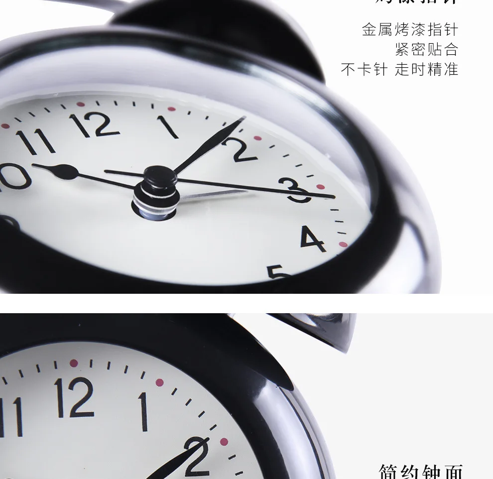 Ретро Простой многофункциональный бесшумный звонок Будильник для студента креативный металлический круглый будильник часы ночник прикроватные часы