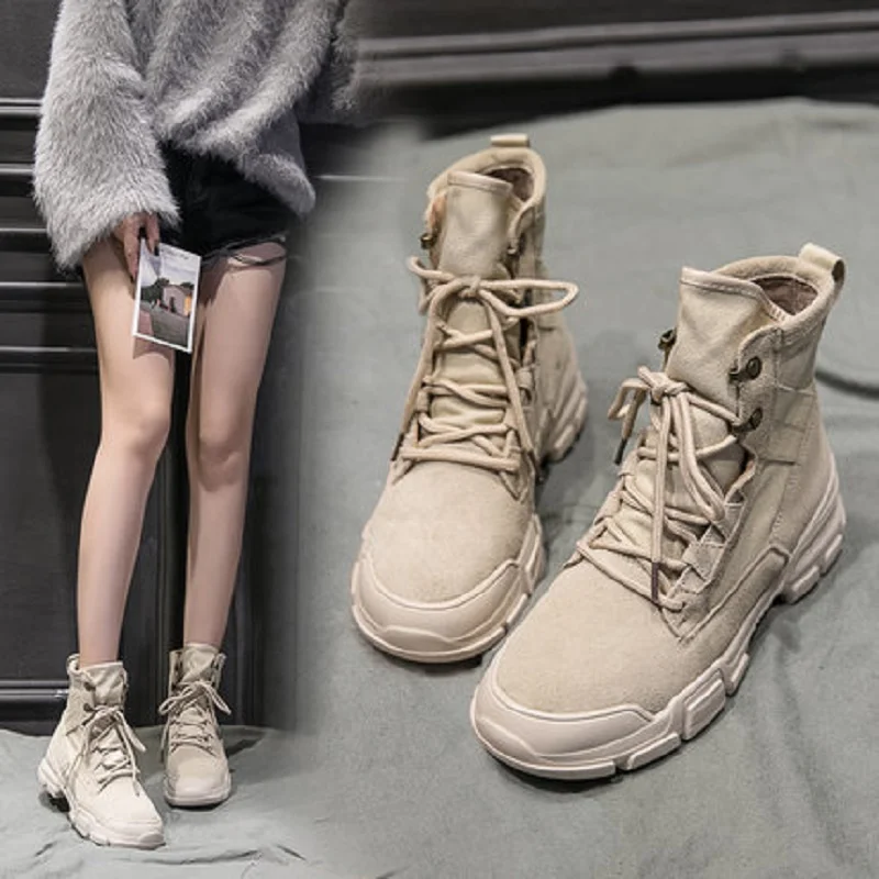 

2019 winter new women's Martin boots British style Korean women's boots round head with rubber soles and velvet short boots