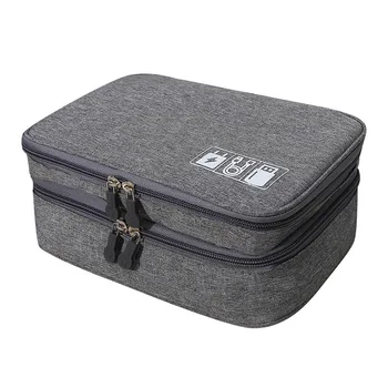 

New Double-layer Travel Multifunctional Digital Bag Home Storage Tool Handbag High Quality Canvas Zip 3C Electronic Camera Bags