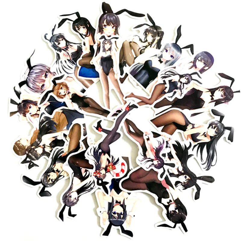 50Pcs Japan Anime Sexy Cartoon Bunny Girl Stickers For Snowboard Laptop Luggage Fridge DIY Styling Vinyl Home Decor Stickers F4