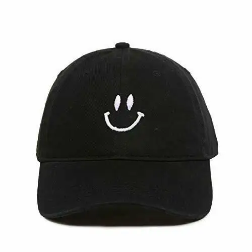 

Smiling Smiley Face Baseball Cap Printed Cotton Adjustable Dad Hat